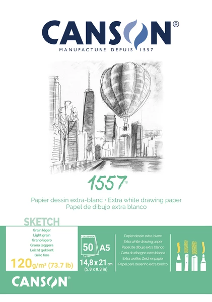 1557 skicák lepený A5 50l LG 120g