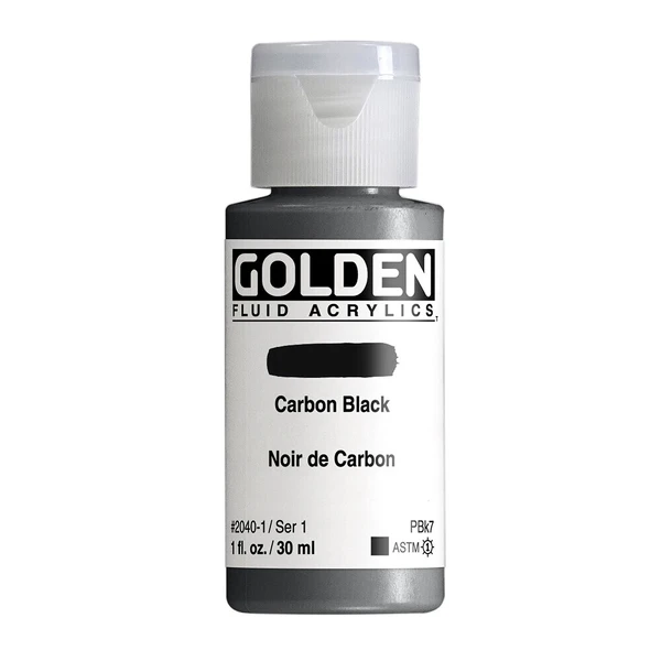 Akrylová barva Golden Fluid 30 ml - Carbon Black 2040