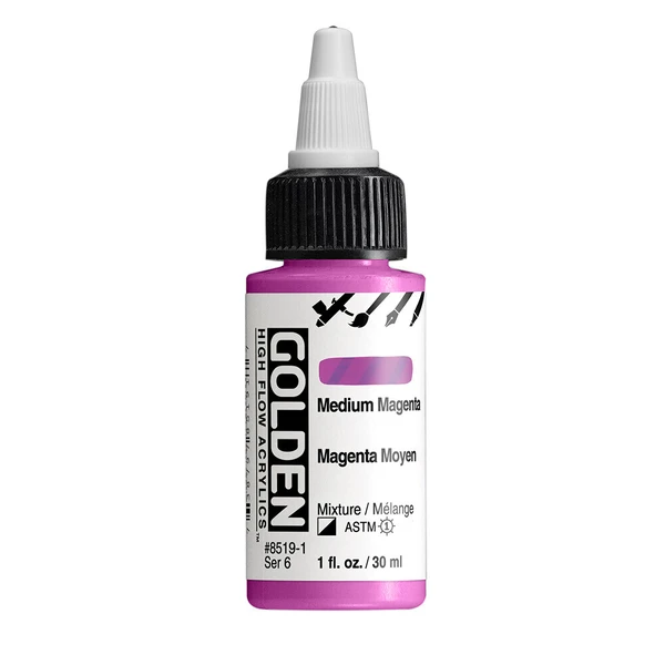 Akrylová barva Golden High Flow 30 ml - Medium Magenta 8519