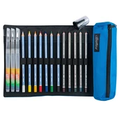 Cretacolor Aquarell 15dílná sada v modrém rolovacím penálu