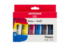 Obrázek produktu - Sada akrylových barev Amsterdam Standard - primární odstíny, 6 x 20ml