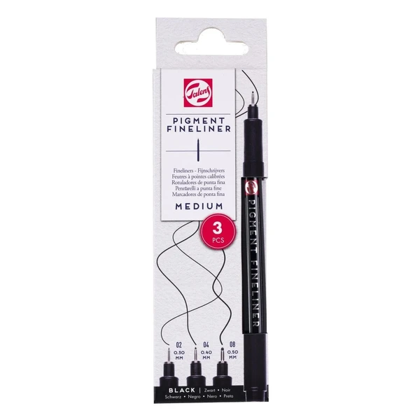 Sada technických fixů Talens Pigment Fineliner - Medium, 3 kusy