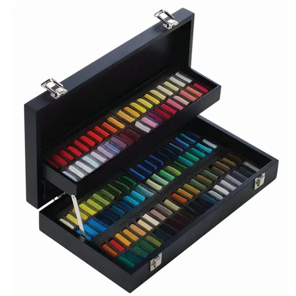 Sada extra měkkých pastelů Sennelier v dřevěném boxu - 120 půlených pastelů