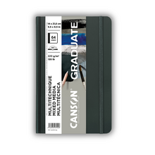 Obrázek produktu - Skicák Mixed Media Graduate Book s pevnou vazbou, šedé listy - 14 x 21,6 cm, 64 listů, 220g/m²