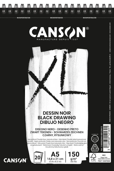 XL Dessin Noir skicák krouž.vazba A5 20l G+S 150g