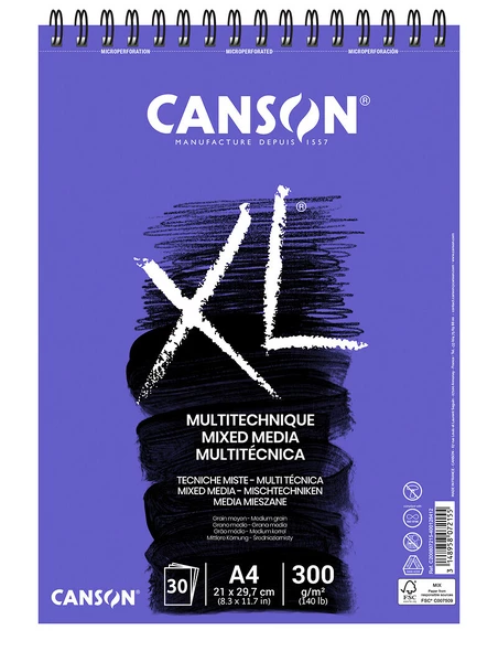 XL Mix-Med Textured skicák kr.vazba A4 30l MG 300g